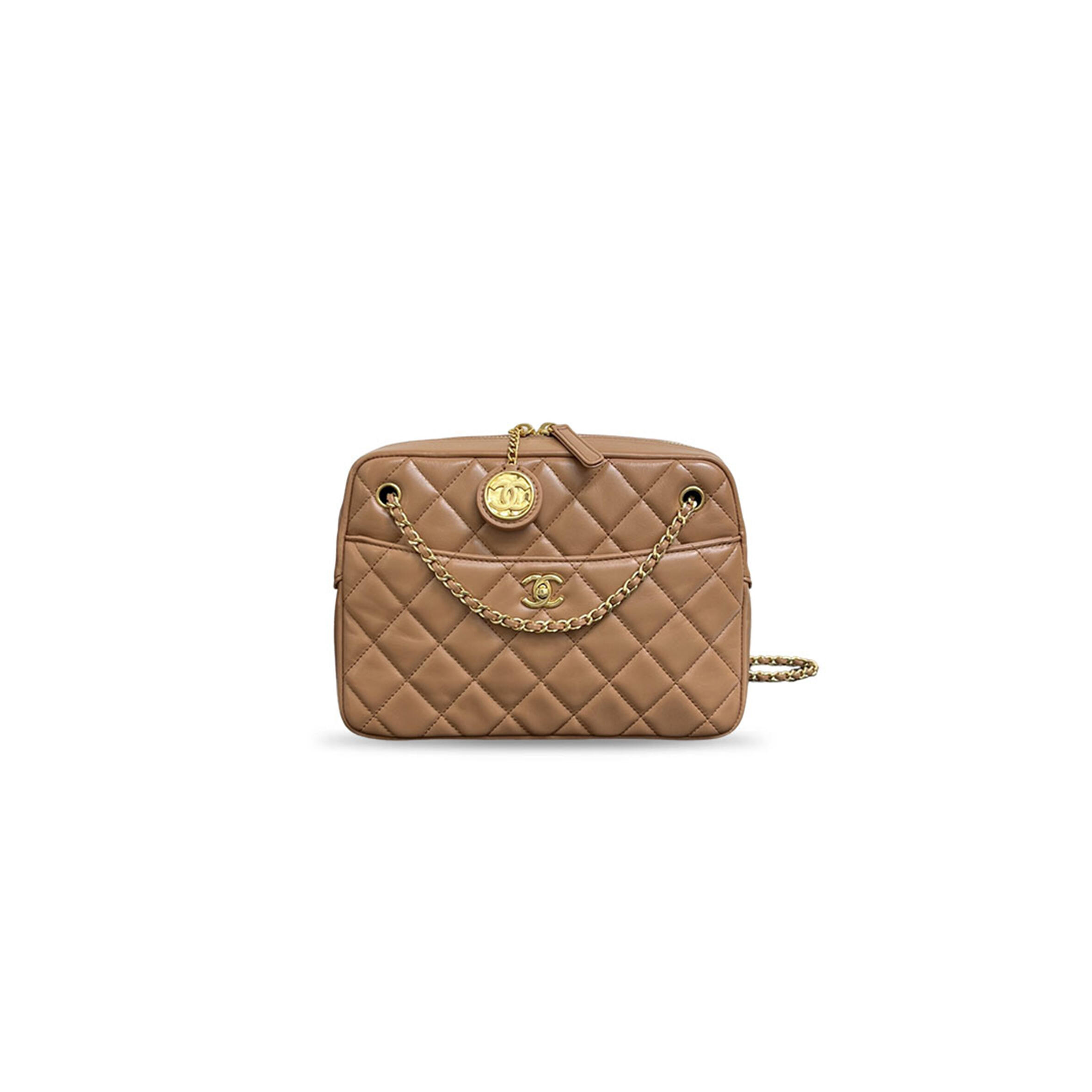 CHANEL GOLD COIN CAMERA BAG MEDIUM GOLD BUCKLE AS5190 (24*19*9cm)